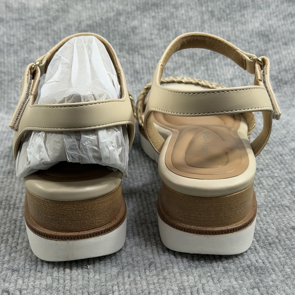 Easy Spirit Size-7.5M Edythe 3 Women's Sandal Woven Wedge Cream - Picture 6 of 11